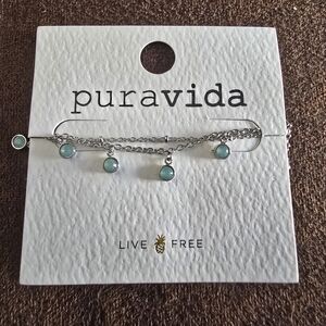 Pura Vida Silver Bracelet with Turquoise Charms